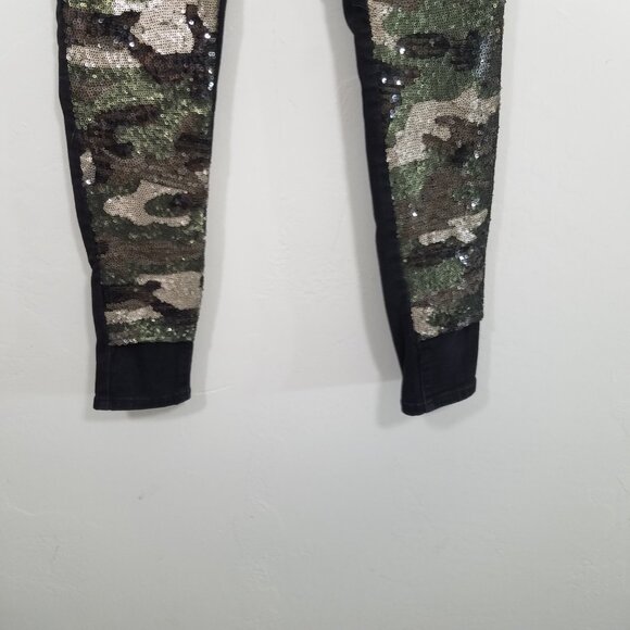Levi's Camo Sequins Mile High Rise Supper Skinny Stretch Jeans Black/Green 27 - Picture 3 of 8